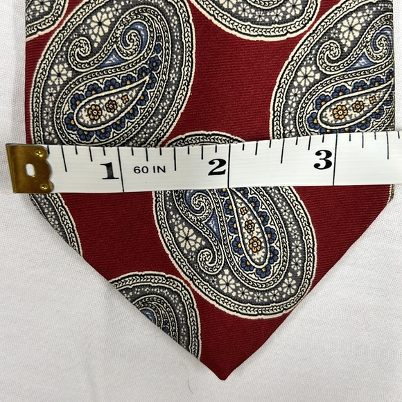 Liberty Of London Silk Tie Dark Red with Paisley Pattern of Multiple Colors - Picture 8 of 9